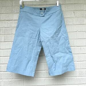 Emily & Joe Sky Blue Black Pin Striped Bermuda Shorts